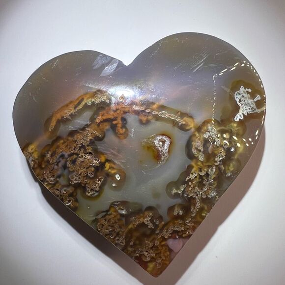 Moss Agate Crystal Heart‎ (#5) - Picture 6 of 14